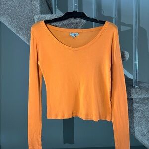 Steve & Barry's Vibrant Orange V-Neck Blouse